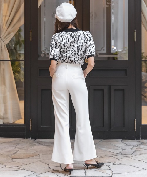 Julia Boutique（ジュリアブティック）の「センタースリットハイウエストフレアパンツ/23003（その他パンツ・レディース・ベージュ系/ブラック/ホワイト・ONE）」の5枚目の写真