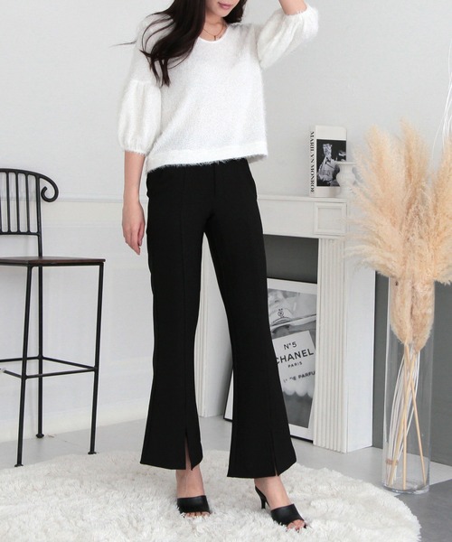 Julia Boutique（ジュリアブティック）の「センタースリットハイウエストフレアパンツ/23003（その他パンツ・レディース・ベージュ系/ブラック/ホワイト・ONE）」の8枚目の写真