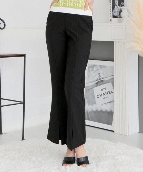 Julia Boutique（ジュリアブティック）の「センタースリットハイウエストフレアパンツ/23003（その他パンツ・レディース・ベージュ系/ブラック/ホワイト・ONE）」の9枚目の写真