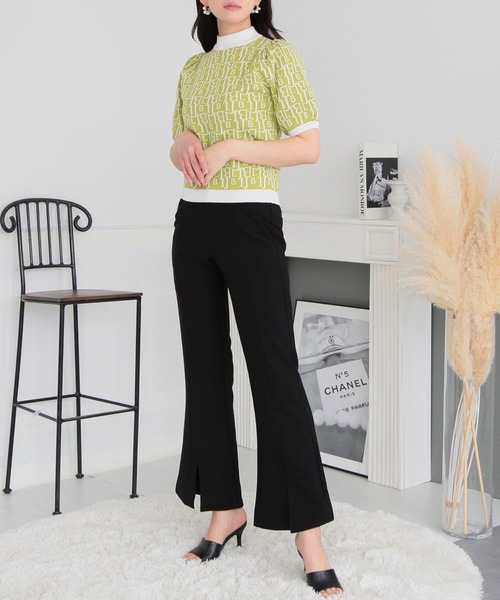 Julia Boutique（ジュリアブティック）の「センタースリットハイウエストフレアパンツ/23003（その他パンツ・レディース・ベージュ系/ブラック/ホワイト・ONE）」の10枚目の写真