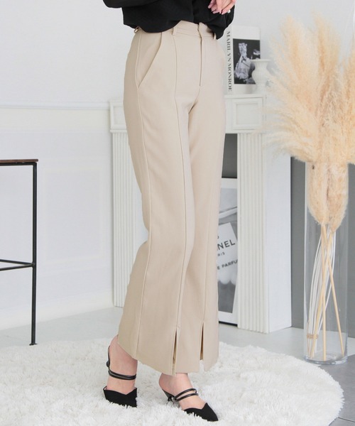Julia Boutique（ジュリアブティック）の「センタースリットハイウエストフレアパンツ/23003（その他パンツ・レディース・ベージュ系/ブラック/ホワイト・ONE）」の12枚目の写真