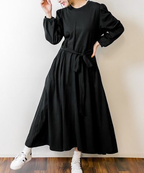 atONE（アットワン）の「atONE フレアボリュームカットソーワンピース（ワンピース・レディース・チャコールグレー/ブラック/モカ・F）」の4枚目の写真