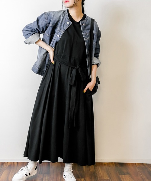 atONE（アットワン）の「atONE フレアボリュームカットソーワンピース（ワンピース・レディース・チャコールグレー/ブラック/モカ・F）」の9枚目の写真