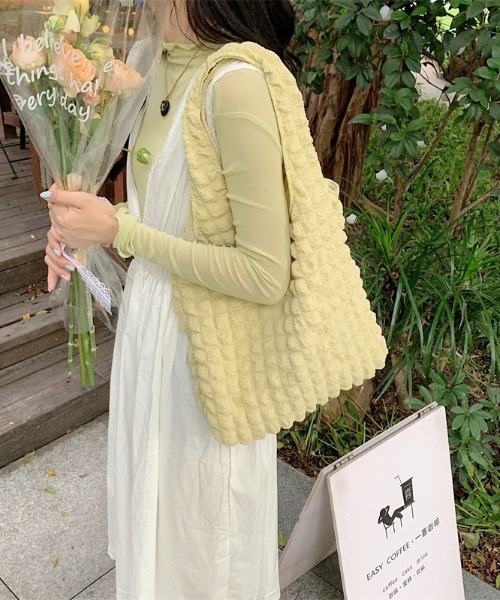Ritzy(リッツィー)の「ぽこぽこトートバッグ(トートバッグ・レディース・ピンク/ホワイト/パープル/イエロー/サックスブルー/ブラック・FREE)」の1枚目の写真
