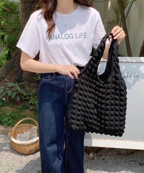 Ritzy(リッツィー)の「ぽこぽこトートバッグ(トートバッグ・レディース・ピンク/ホワイト/パープル/イエロー/サックスブルー/ブラック・FREE)」の3枚目の写真