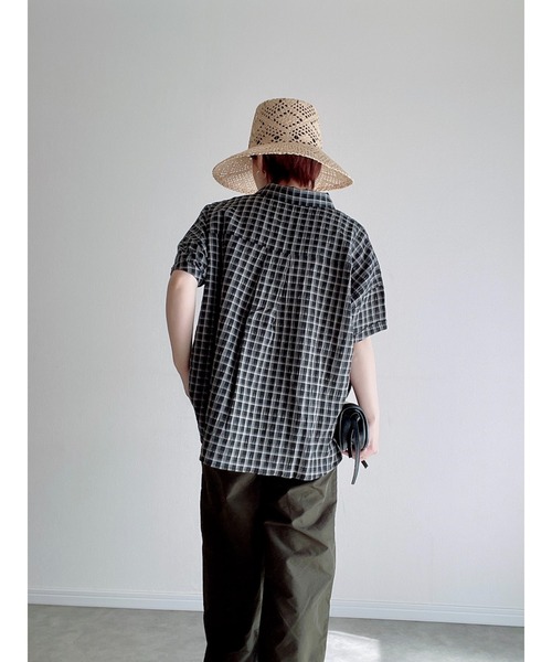 Yucca(ユッカ)の「チェック柄シャツ (MEKKE 低身長向け)(シャツ/ブラウス・レディース・グリーン/ブラック・FREE)」の5枚目の写真
