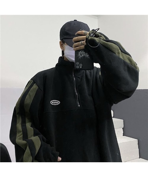 【Bz】袖ラインハーフジップフリースプルオーバー（その他トップス）｜B.I.D.（ビーアイディー）