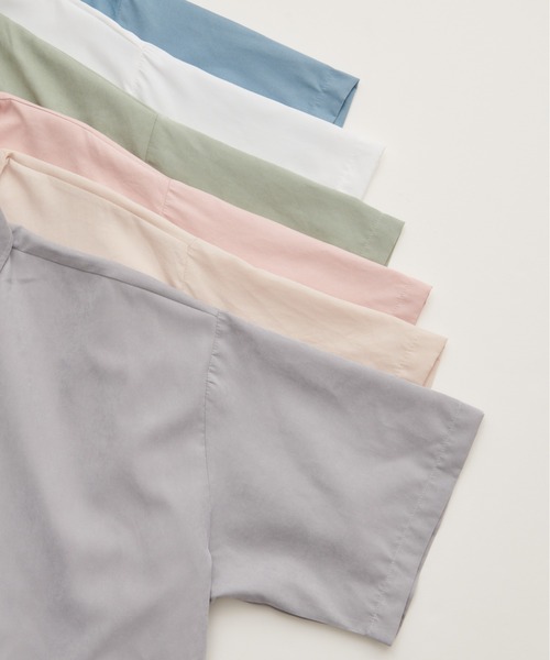 Chaco closet(チャコ クローゼット)の「ルーズシルエット5分袖シャツ(シャツ/ブラウス・レディース・アイボリー/ホワイト/グリーン/ブルー系/ピンク/グレー・FREE)」の11枚目の写真