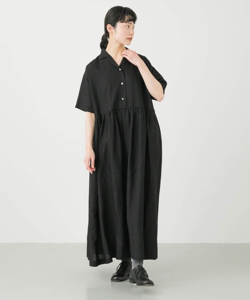 かぐれ（カグレ）の「オープンカラーギャザーワンピース（ワンピース  