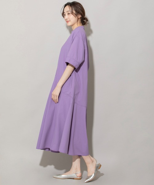 Munich（ミューニック）の「ナイロンタフタウェザークロスフレアシャツワンピース（シャツワンピース・レディース・ベージュ/パープル/カーキ・FREE）」の6枚目の写真