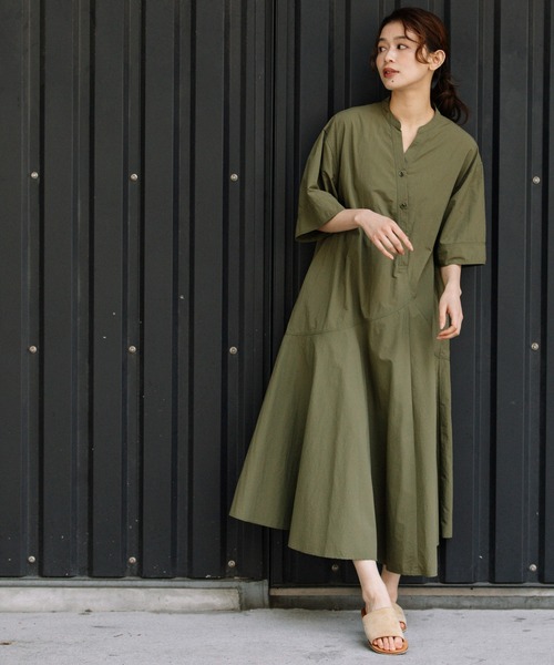 Munich（ミューニック）の「ナイロンタフタウェザークロスフレアシャツワンピース（シャツワンピース・レディース・ベージュ/パープル/カーキ・FREE）」の11枚目の写真