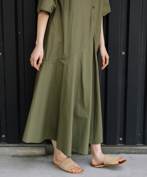 Munich（ミューニック）の「ナイロンタフタウェザークロスフレアシャツワンピース（シャツワンピース・レディース・ベージュ/パープル/カーキ・FREE）」の17枚目の写真