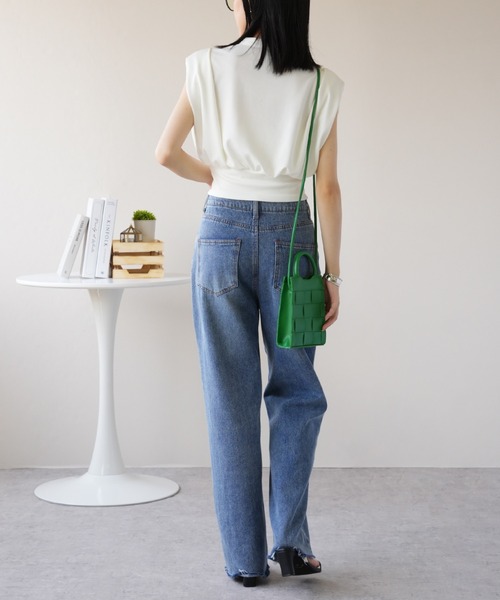 IAMUSE（アイアミューズ）の「キーネックショートトップス S0966【IAMUSE】（Tシャツ/カットソー・レディース・ブラック/ホワイト・FREE）」の12枚目の写真