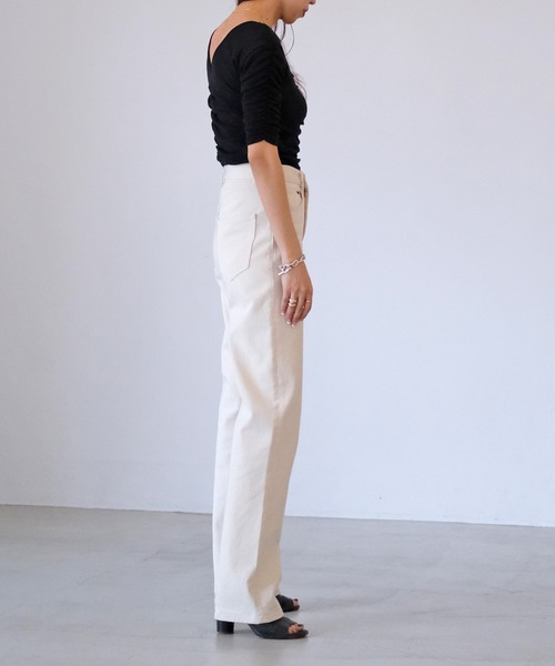 AKTE（アクテ）の「ハーフスリーブギャザートップス（Tシャツ/カットソー・レディース・ブラック/オフホワイト・FREE）」の17枚目の写真