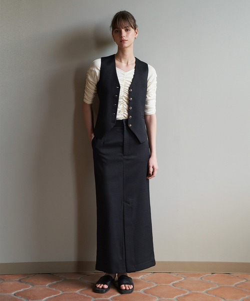 AKTE（アクテ）の「ハーフスリーブギャザートップス（Tシャツ/カットソー・レディース・ブラック/オフホワイト・FREE）」の20枚目の写真