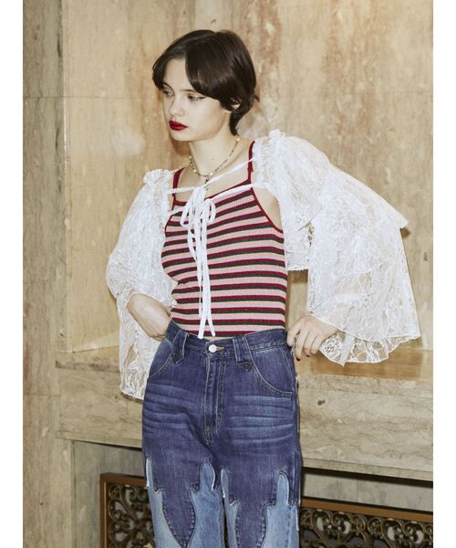 jouetie（ジュエティ）の「ボリュームスリーブブラウス【総レース/付け袖】（シャツ/ブラウス・レディース・ブルー/オフホワイト/ブラック・MEDIUM）」の16枚目の写真