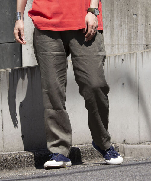 GLOSTER（グロスター）の「【GLOSTER/グロスター】リネンイージーテーパードパンツ（その他パンツ・メンズ・チャコールグレー/オリーブ/ベージュ/ネイビー・S/M/L）」の3枚目の写真