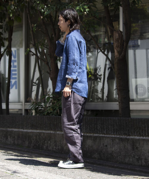 GLOSTER（グロスター）の「【GLOSTER/グロスター】リネンイージーテーパードパンツ（その他パンツ・メンズ・チャコールグレー/オリーブ/ベージュ/ネイビー・S/M/L）」の6枚目の写真