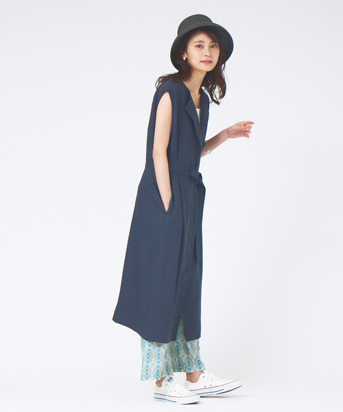 abahouse mavie(アバハウスマヴィ)の「【大人のいちまんワンピ】ヴィンテージツイルロングジレワンピース(ワンピース・レディース・ベージュ/チャコールグレー・フリー)」の8枚目の写真