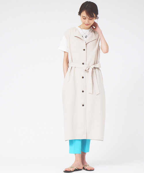 abahouse mavie(アバハウスマヴィ)の「【大人のいちまんワンピ】ヴィンテージツイルロングジレワンピース(ワンピース・レディース・ベージュ/チャコールグレー・フリー)」の14枚目の写真