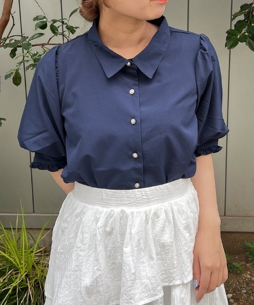 axes femme(アクシーズファム)の「パフスリーブブラウス(シャツ/ブラウス・レディース・ブラック/ホワイト/レッド/ネイビー/グレー・FREE)」の4枚目の写真