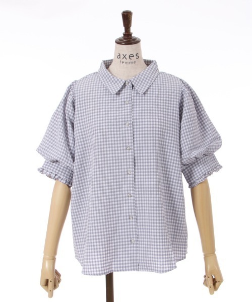 美品✨ フォクシー パフスリーブ シャツ ブラウス シェルボタン Mサイズ 比翼 セール】 [小さいサイズ]パフスリーブサッカーブラウス （シャツ