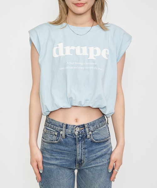 SPIRALGIRL（スパイラルガール）の「肩パット入り発砲プリントノースリーブトップス（Tシャツ/カットソー・レディース・ホワイト/ブルー/ブラック・FREE）」の13枚目の写真