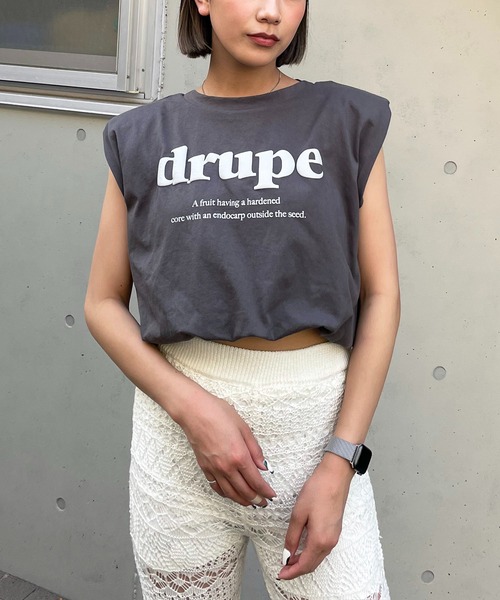 SPIRALGIRL（スパイラルガール）の「肩パット入り発砲プリントノースリーブトップス（Tシャツ/カットソー・レディース・ホワイト/ブルー/ブラック・FREE）」の7枚目の写真