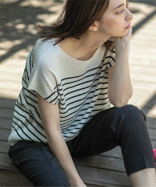 OPAQUE.CLIP（オペークドットクリップ）の「◆ドライタッチ ボートネックニット【接触冷感/イージーケア/抗ピリング/洗濯機洗い可】（ニット/セーター・レディース・ホワイト系その他3/オレンジ/サンドベージュ/ブラック/ライトブルー/ブラウン系その他・36/38/40/34/42）」の19枚目の写真