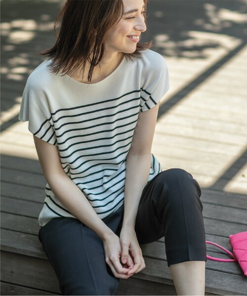 OPAQUE.CLIP（オペークドットクリップ）の「◆ドライタッチ ボートネックニット【接触冷感/イージーケア/抗ピリング/洗濯機洗い可】（ニット/セーター・レディース・ホワイト系その他3/オレンジ/サンドベージュ/ブラック/ライトブルー/ブラウン系その他・36/38/40/34/42）」の20枚目の写真