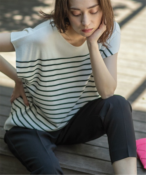 ドライタッチボートネックニット【接触冷感/イージーケア/抗ピリング/洗濯機洗い可】