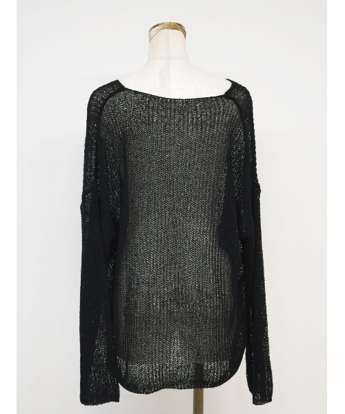 Reurie'（レウリィ）の「ルーズシアーニット / loose sheer knit かぎ編み オーバーサイズ ビッグサイズ ミドル丈 長袖 レイヤード ブラック ホワイト 白 黒 ネット メッシュ プルオーバー（ニット/セーター・レディース・ブラック/ホワイト・FREE）」の8枚目の写真