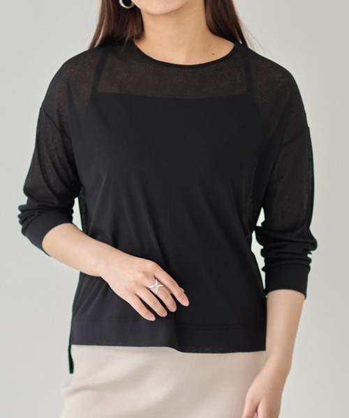 each（イーチ）の「梨地織りシアーカットソー（その他トップス・レディース・ブラック/ホワイト/ブラウン/レッド・FREE）」の3枚目の写真