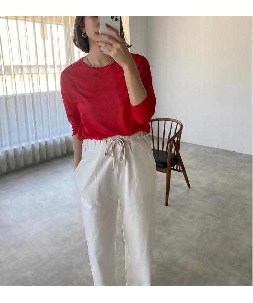 each（イーチ）の「梨地織りシアーカットソー（その他トップス・レディース・ブラック/ホワイト/ブラウン/レッド・FREE）」の12枚目の写真
