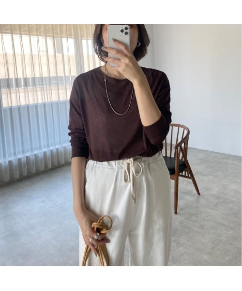 each（イーチ）の「梨地織りシアーカットソー（その他トップス・レディース・ブラック/ホワイト/ブラウン/レッド・FREE）」の16枚目の写真