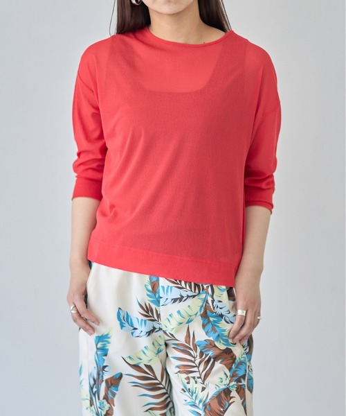 each（イーチ）の「梨地織りシアーカットソー（その他トップス・レディース・ブラック/ホワイト/ブラウン/レッド・FREE）」の6枚目の写真