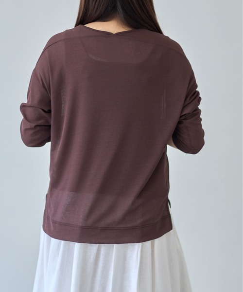 each（イーチ）の「梨地織りシアーカットソー（その他トップス・レディース・ブラック/ホワイト/ブラウン/レッド・FREE）」の7枚目の写真