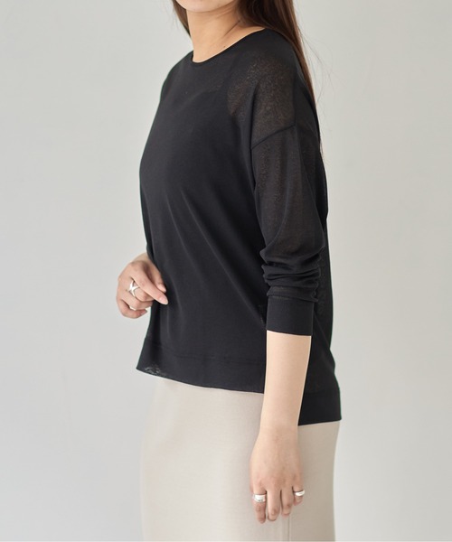 each（イーチ）の「梨地織りシアーカットソー（その他トップス・レディース・ブラック/ホワイト/ブラウン/レッド・FREE）」の11枚目の写真