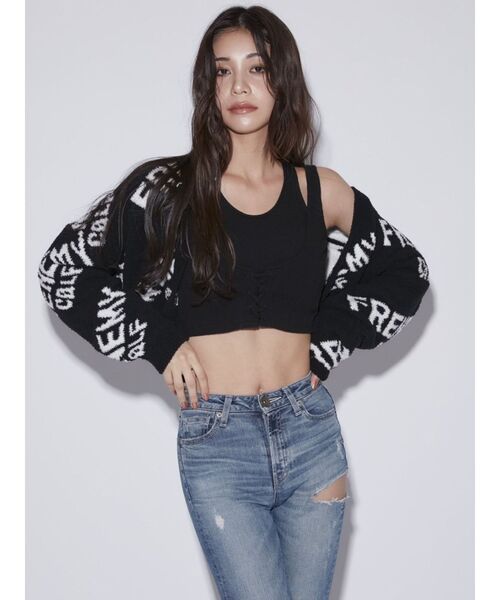 GYDA(ジェイダ)の「FRENEMYニットカーディガン(カーディガン/ボレロ・レディース・ブラック/オフホワイト・FREE)」の19枚目の写真