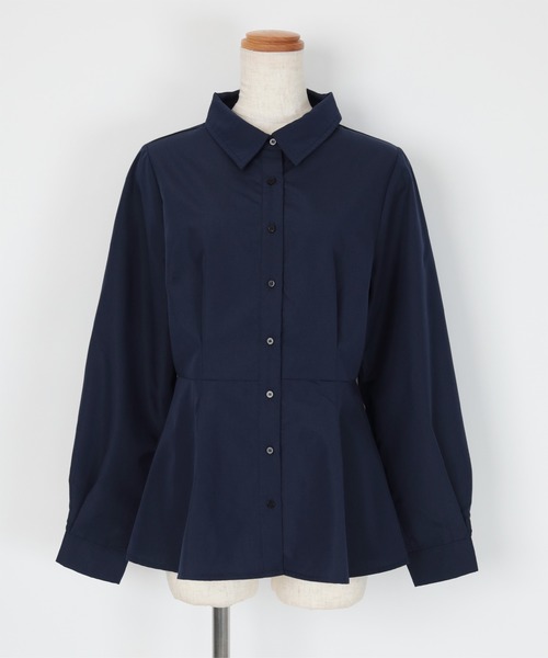 yori ネイビー ペプラム 長袖シャツ yori ネイビー ペプラム 長袖