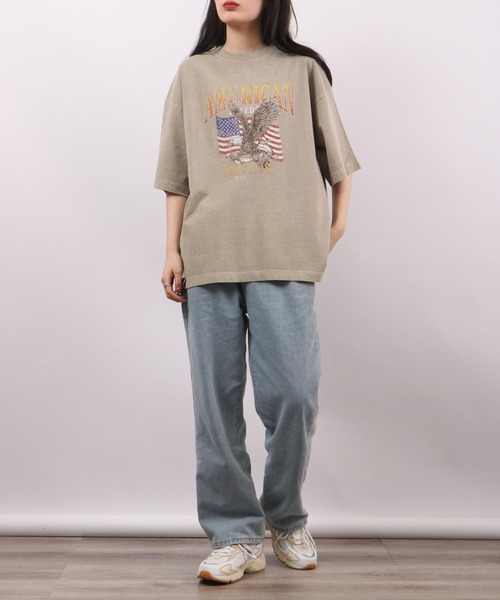 spiritoso（スピリトーゾ）の「spiritoso ピグメントAMERICANプリント イーグル 半袖Tシャツ（Tシャツ/カットソー・レディース・ベビーピンク/ホワイト系/カーキ/グレイッシュベージュ・F）」の19枚目の写真