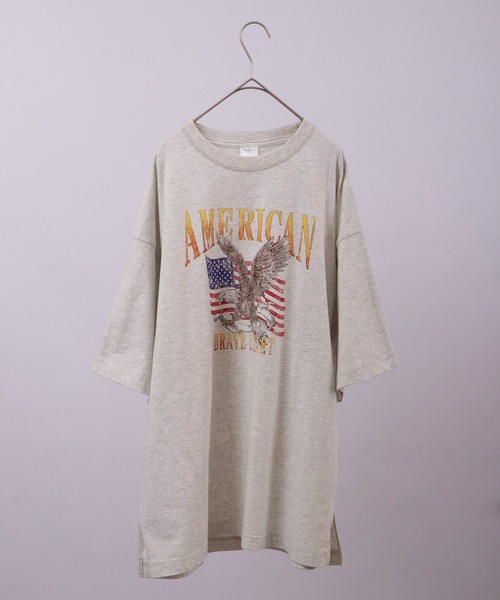 spiritoso（スピリトーゾ）の「spiritoso ピグメントAMERICANプリント イーグル 半袖Tシャツ（Tシャツ/カットソー・レディース・ベビーピンク/ホワイト系/カーキ/グレイッシュベージュ・F）」の20枚目の写真
