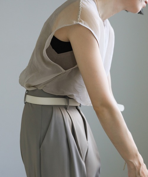 select MOCA（セレクトモカ）の「シアードッキングフレンチスリーブトップス（Tシャツ/カットソー・レディース・グリーン/グレイッシュベージュ/カーキ/オレンジ/アイボリー・FREE）」の11枚目の写真