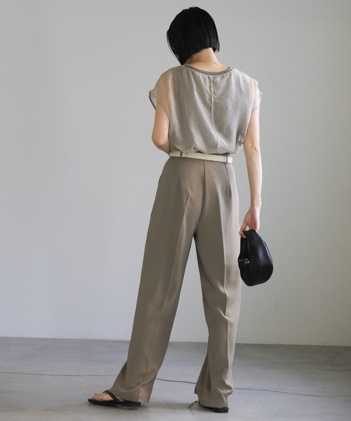 select MOCA（セレクトモカ）の「シアードッキングフレンチスリーブトップス（Tシャツ/カットソー・レディース・グリーン/グレイッシュベージュ/カーキ/オレンジ/アイボリー・FREE）」の14枚目の写真