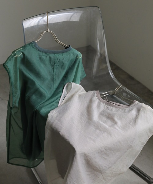 select MOCA（セレクトモカ）の「シアードッキングフレンチスリーブトップス（Tシャツ/カットソー・レディース・グリーン/グレイッシュベージュ/カーキ/オレンジ/アイボリー・FREE）」の8枚目の写真