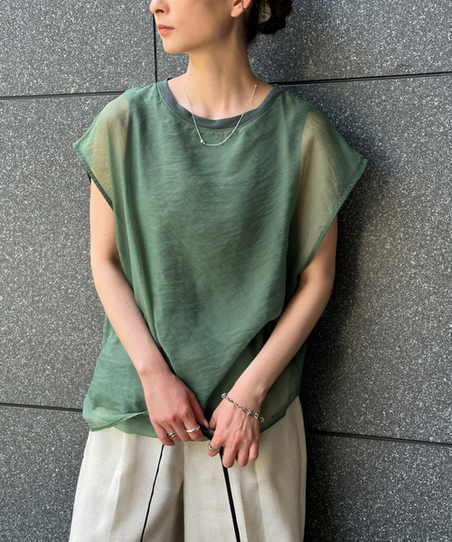 【新品】　AMACA アマカ　フレンチスリーブ　Tシャツ　カットソー フレンチスリーブプルオーバー(トップス)｜AMACA(アマカ)の
