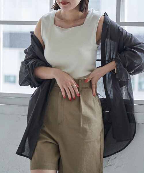 coen（コーエン）の「シアールーズシャツ（シャツ/ブラウス・レディース・ブラック/ホワイト/オリーブ・FREE）」の14枚目の写真