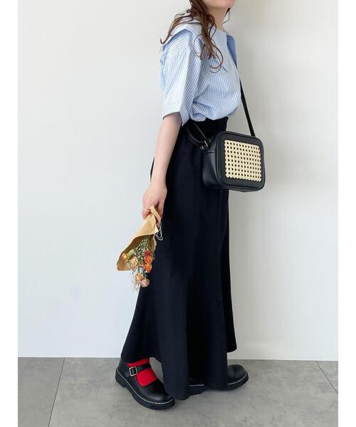 ehka sopo（エヘカソポ）の「ストライプショート丈ビッグ襟ブラウス（シャツ/ブラウス・レディース・オレンジ/ネイビー/ミント/サックスブルー・F）」の18枚目の写真