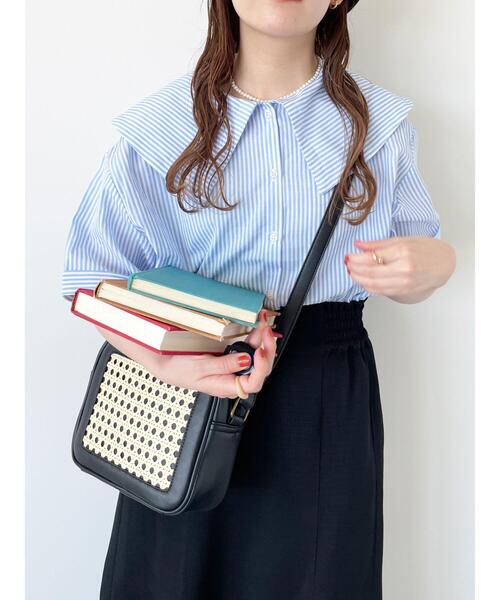 ehka sopo（エヘカソポ）の「ストライプショート丈ビッグ襟ブラウス（シャツ/ブラウス・レディース・オレンジ/ネイビー/ミント/サックスブルー・F）」の19枚目の写真