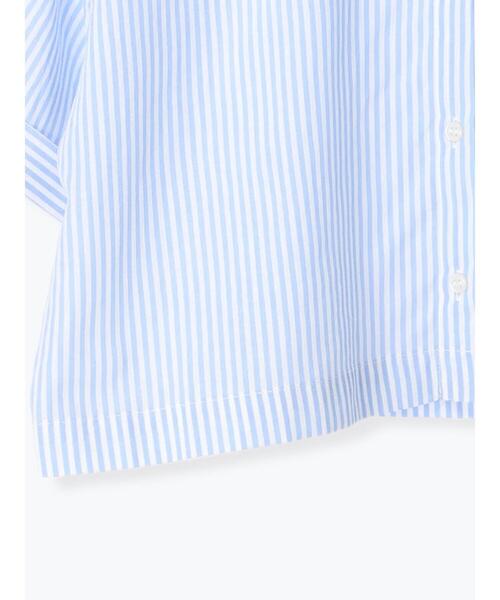 ehka sopo（エヘカソポ）の「ストライプショート丈ビッグ襟ブラウス（シャツ/ブラウス・レディース・オレンジ/ネイビー/ミント/サックスブルー・F）」の9枚目の写真